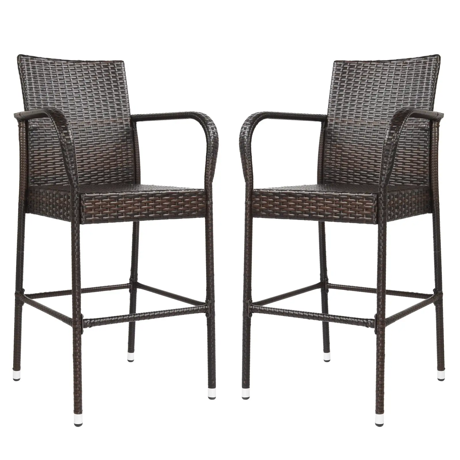 2 Pieces Outdoor Bar Stools. Modern Patio Conversation Set. Small Balcony Furniture Set. Outdoor High Chairs for Garden Backyard Poolside. JA2225