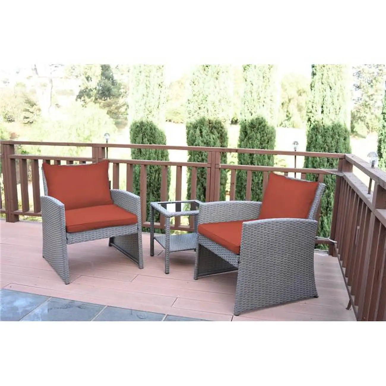 2 in. Mirabelle Bistro Set with Brick Red Cushion - 3 Piece