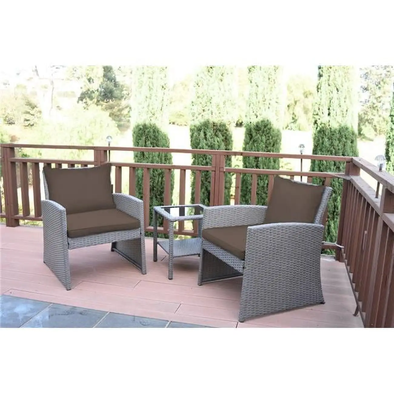 2 in. Mirabelle Bistro Set with Brown Cushion - 3 Pieces