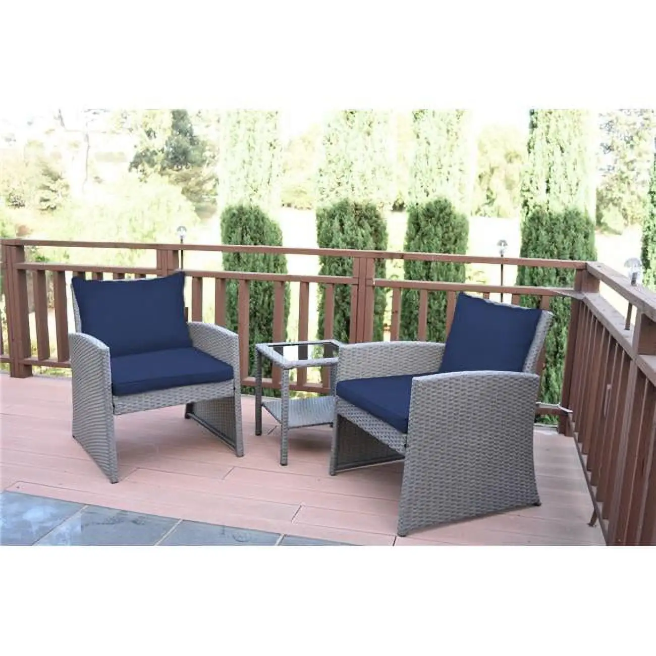 2 in. Mirabelle Bistro Set with Midnight Blue Cushion - 3 Pieces