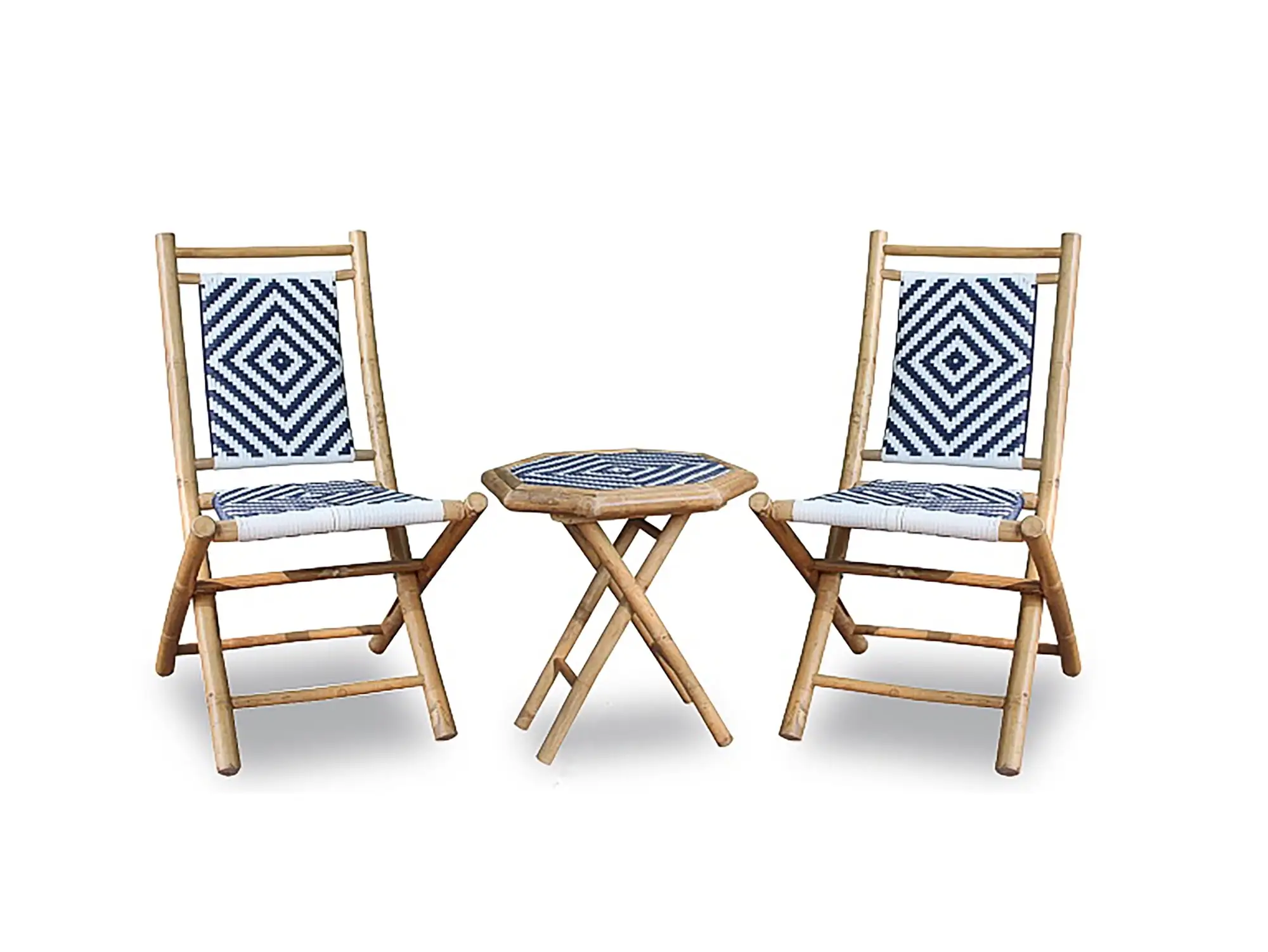 21' Navy Blue and White Outdoor Conversation Set of 2 Chairs and a Table