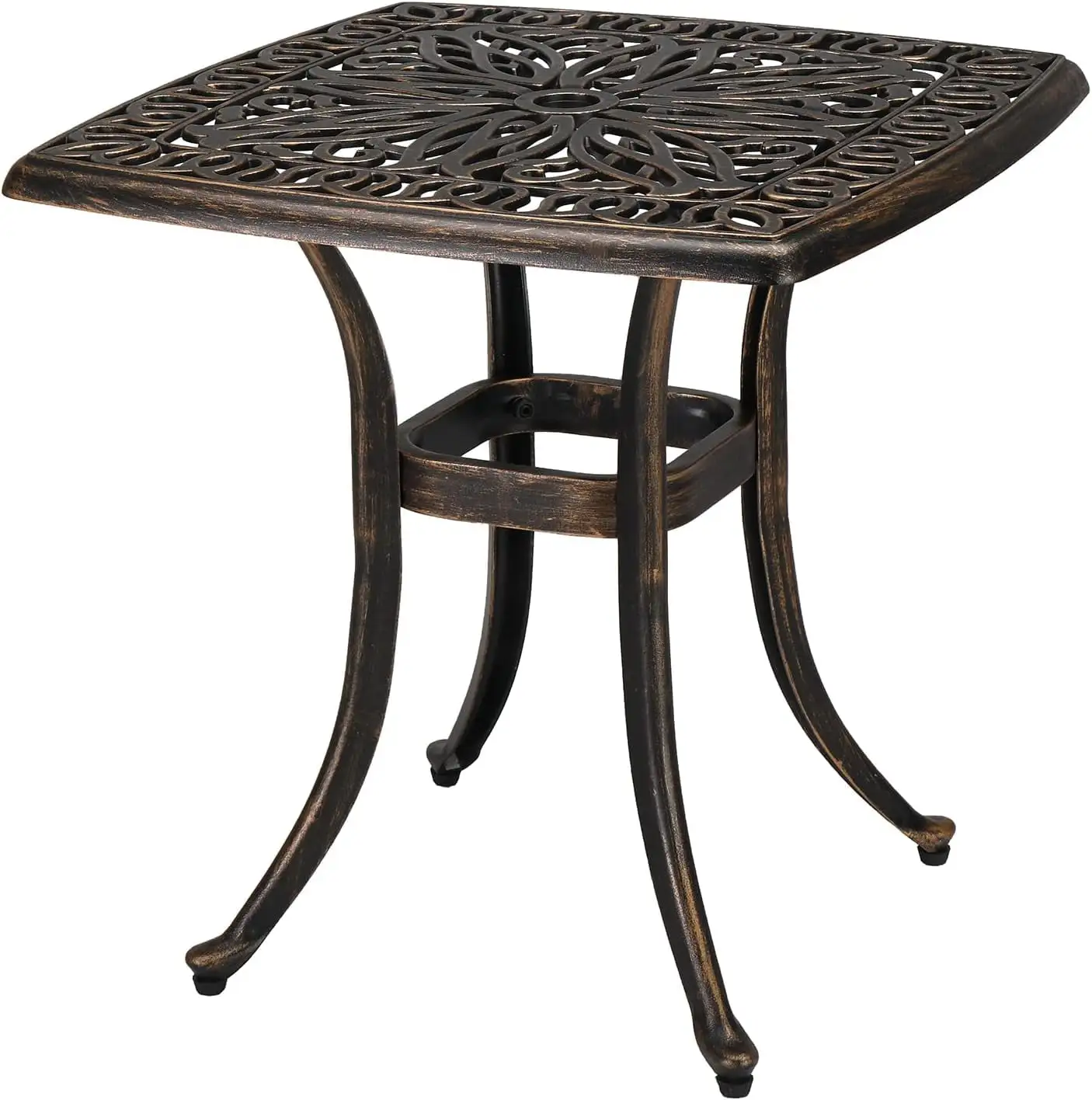 24 Cast Aluminum Outdoor Side Table. All Weather Round Patio Coffee Table Porch Table Outdoor Bistro Table Outdoor End Table (Black)