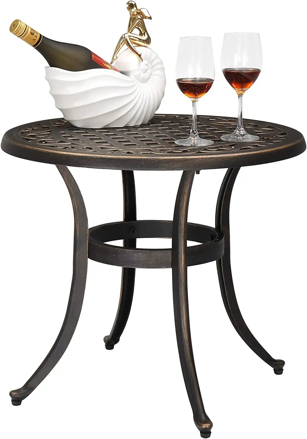 24 Cast Aluminum Outdoor Side Table. All Weather Round Patio Coffee Table Porch Table Outdoor Bistro Table Outdoor End Table