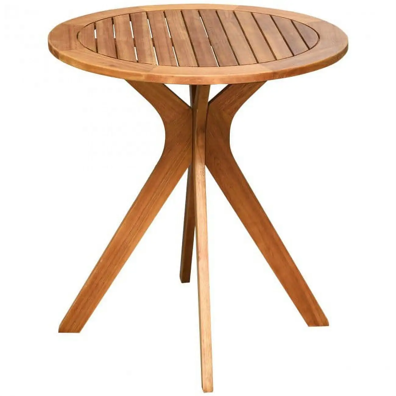 27 InchOutdoor Round Solid Wood Coffee Side Bistro Table(Chair Not Included)