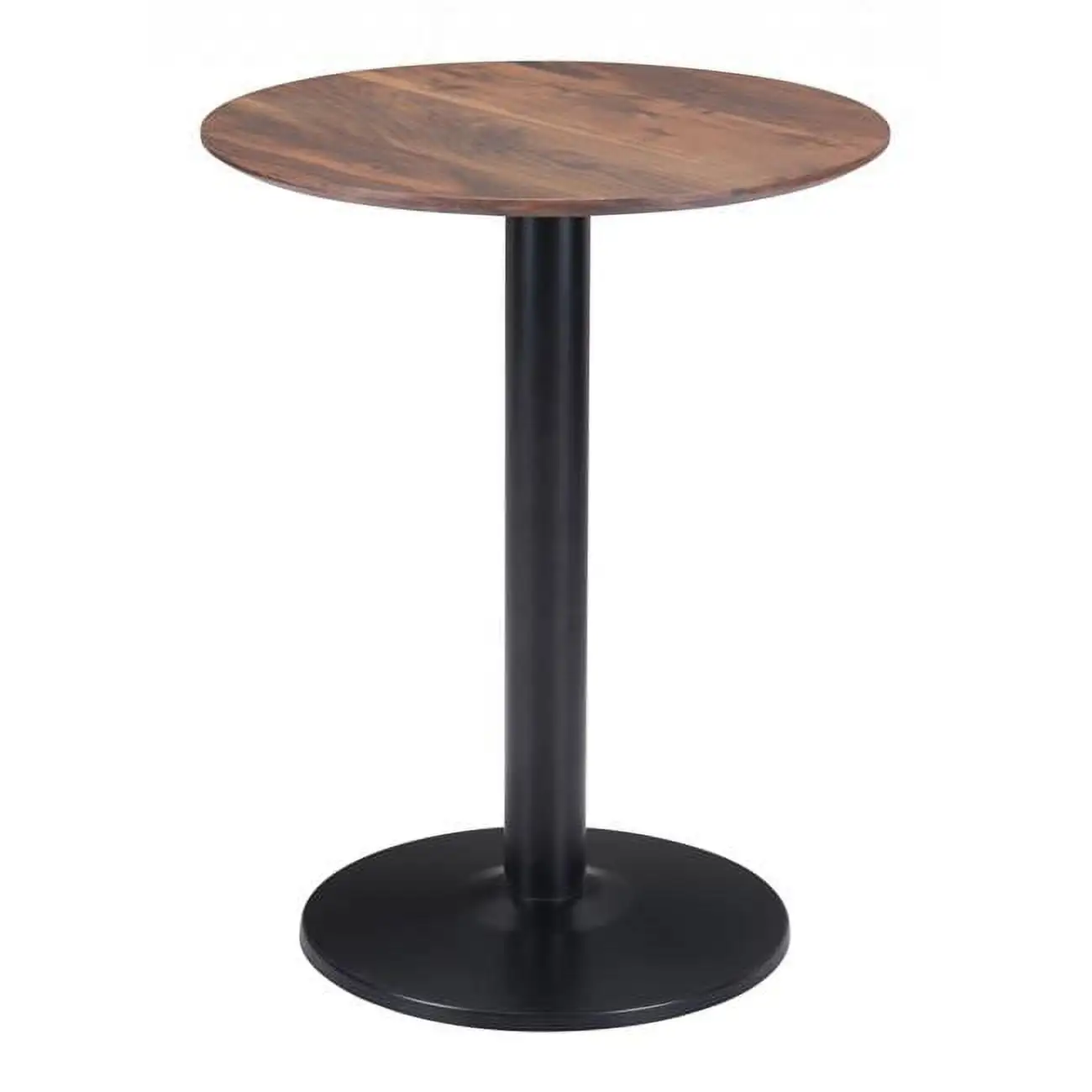 29.5 x 23.6 x 23.6 in. Walnut & Black Pedestal Bistro Table