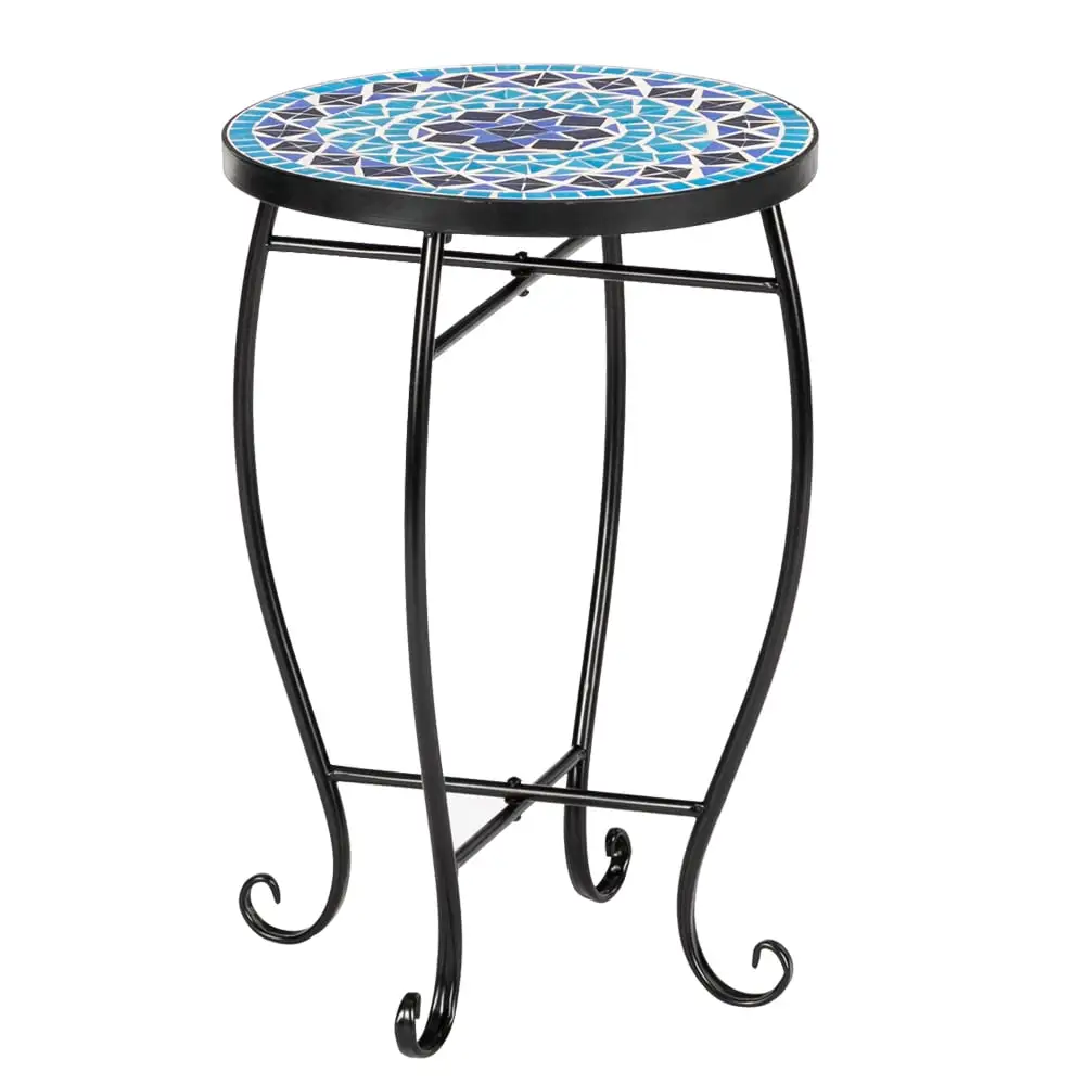 Artisasset Inlaid With Diamond-Colored Sea Mosaics With Round Terrace Bistro Tables