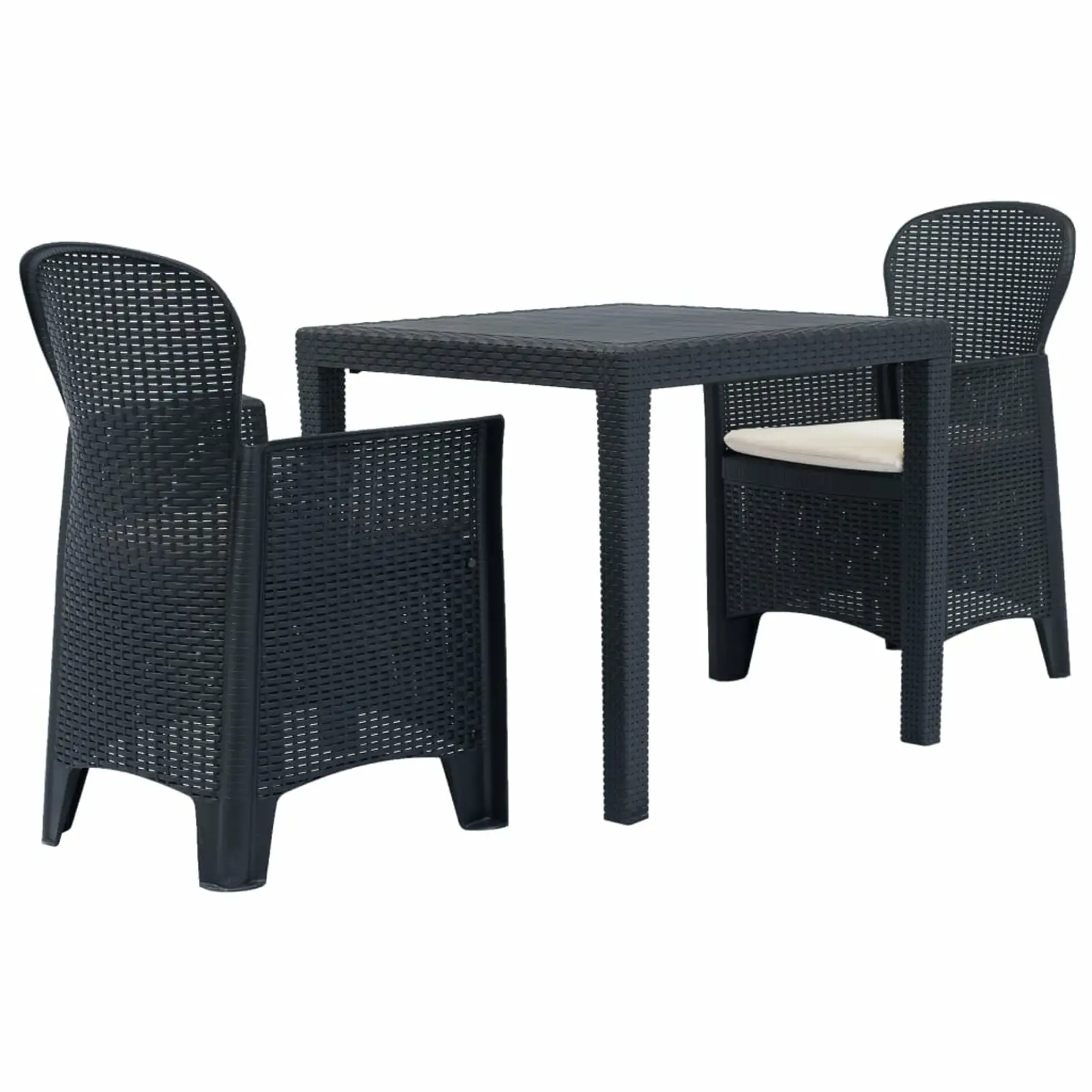 3 Piece Bistro Set Anthracite Rattan Look