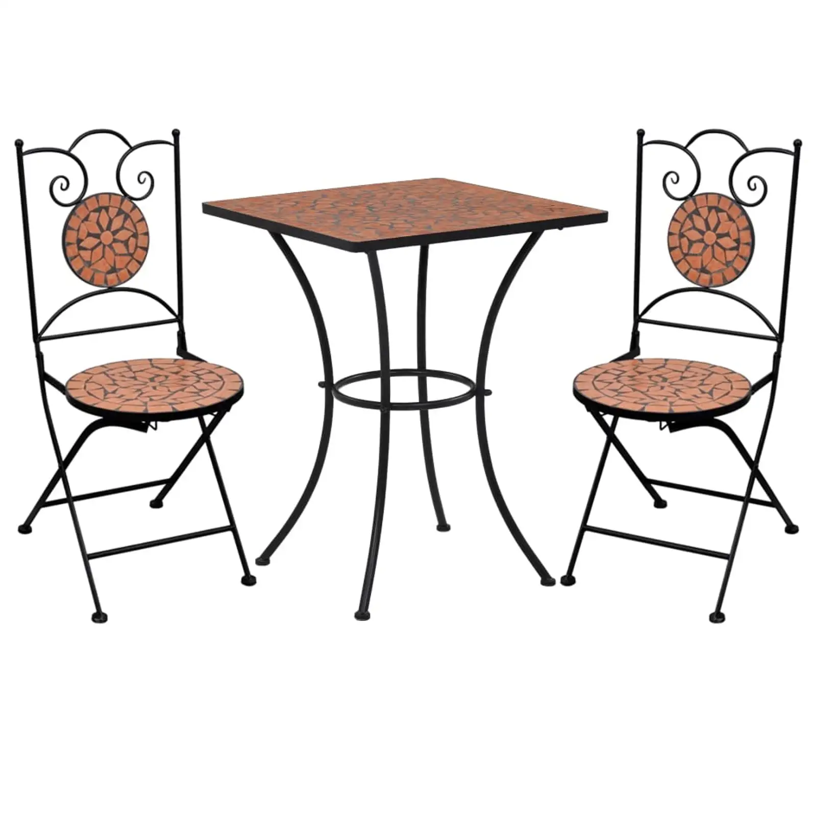 3 Piece Bistro Set Ceramic Tile Terracotta