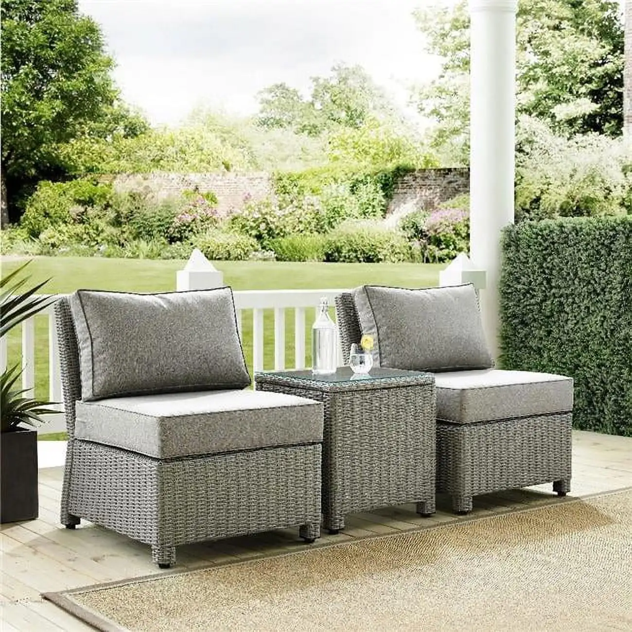 3 Piece Bradenton Outdoor Wicker Conversation Set With Bradenton Gray Outdoor Wicker. Gray