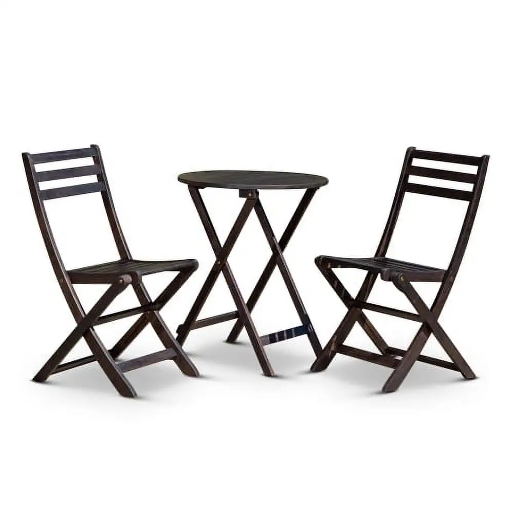 3-Piece Eucalyptus Bistro Set. Round. Espresso