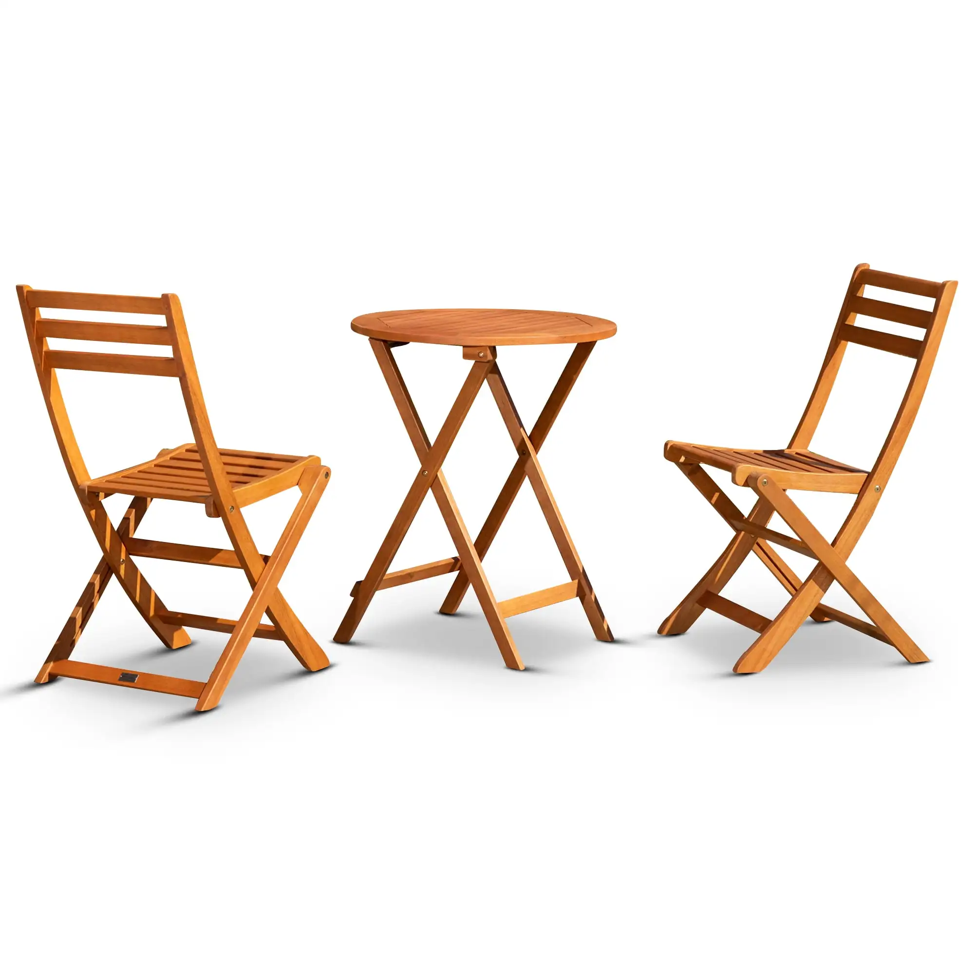 3-Piece Eucalyptus Bistro Set. Round. Natural Oil