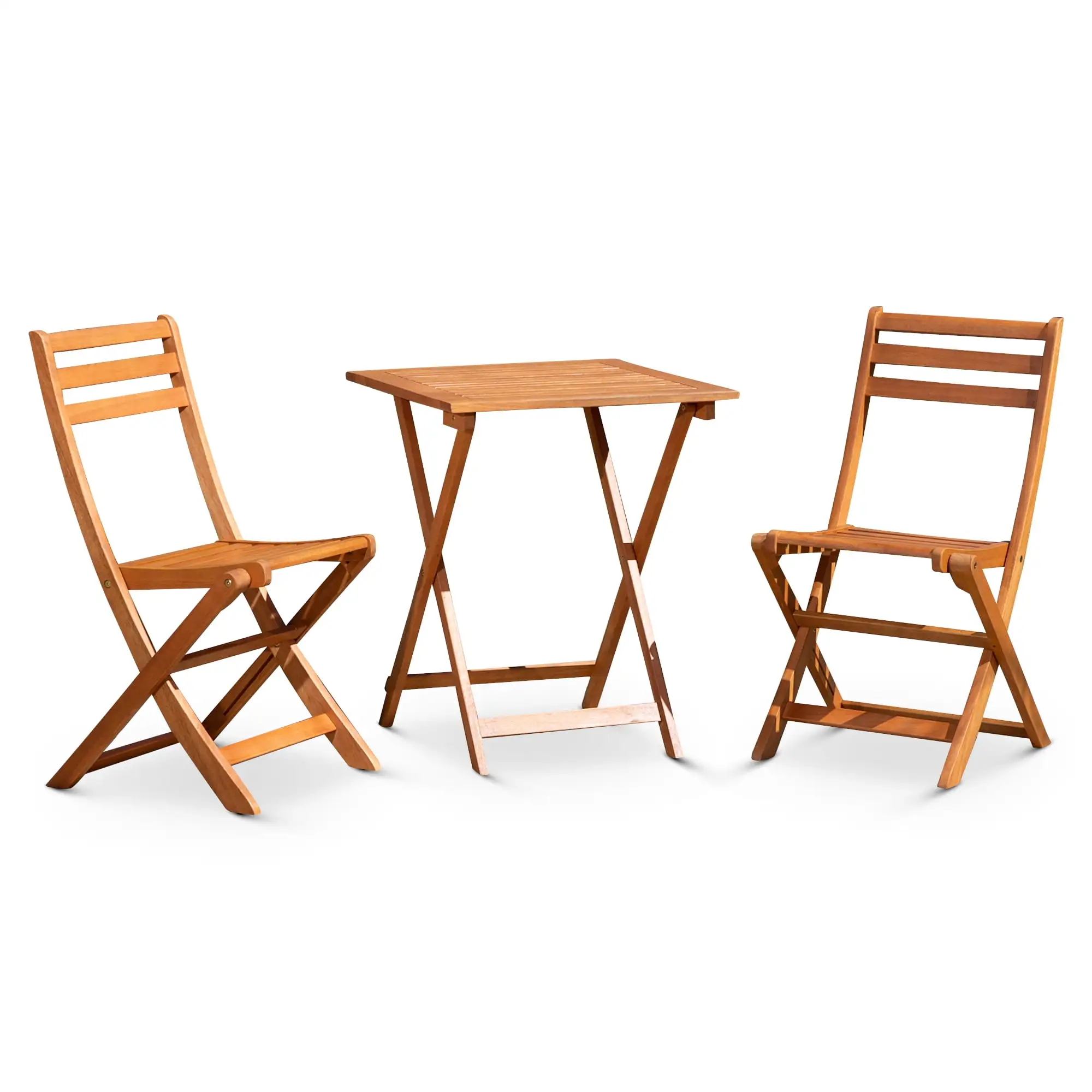 3-Piece Eucalyptus Bistro Set. Square. Natural Oil