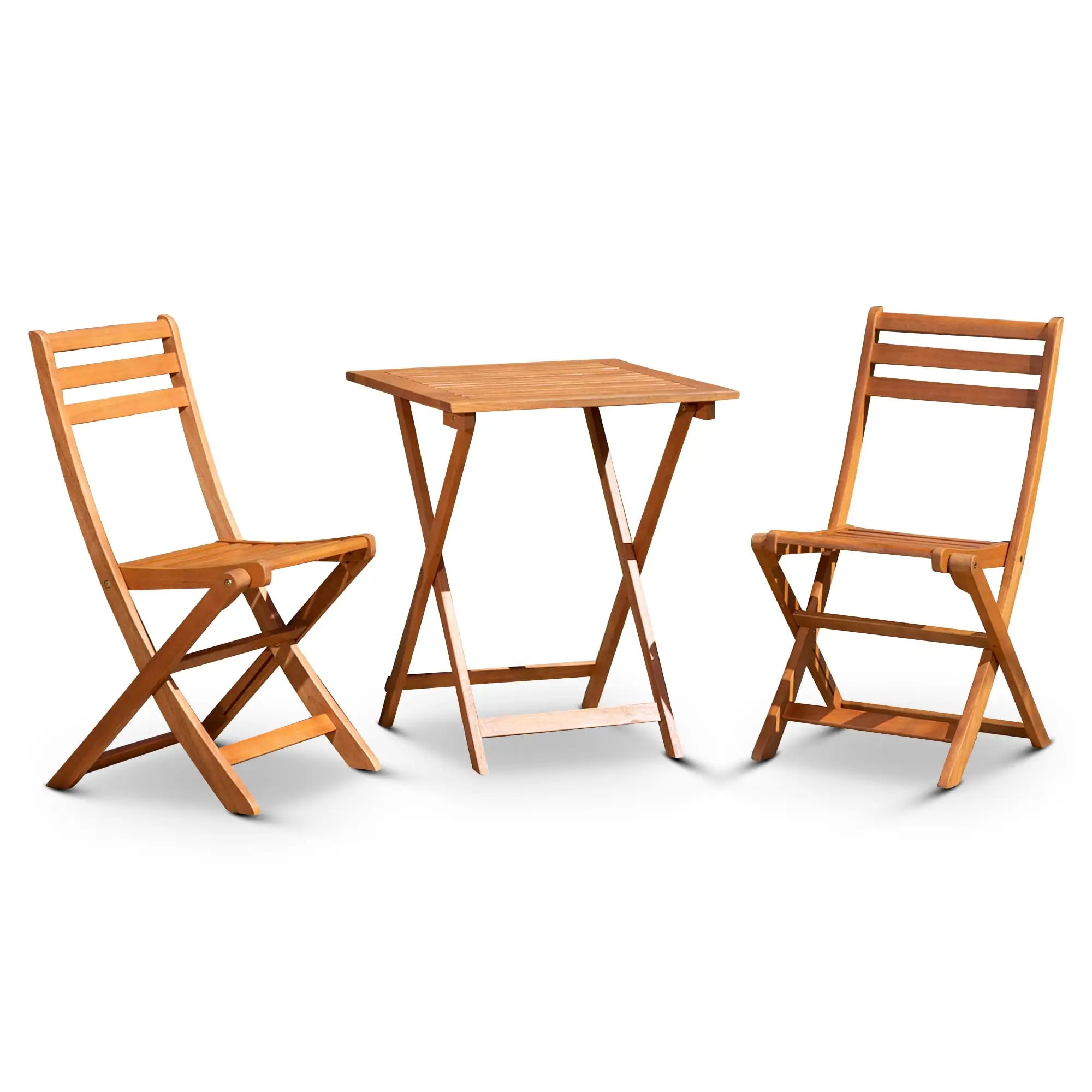 3-Piece Eucalyptus Bistro Set. Square. Natural Oil