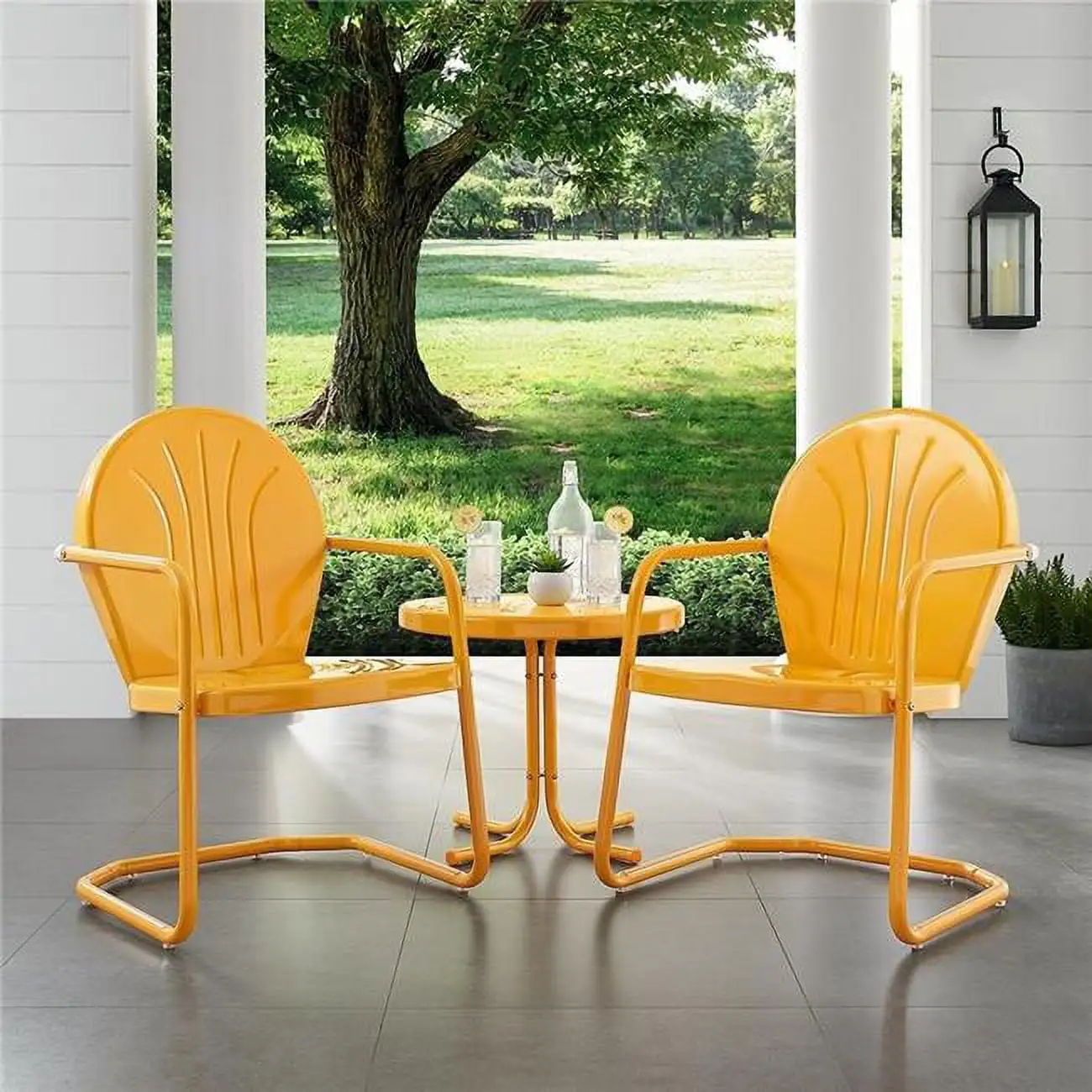 3 Piece Griffith Metal Outdoor Conversation Seating Set - Tangerine