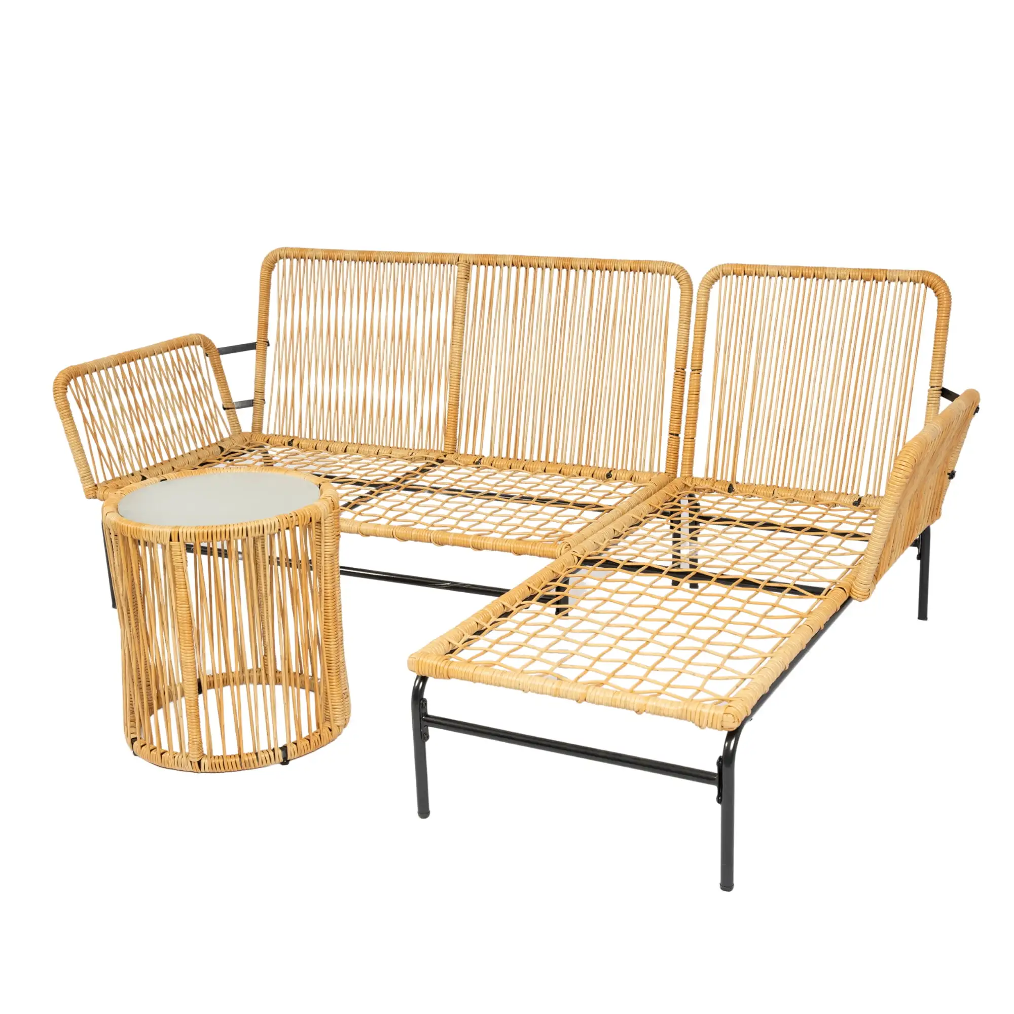 3 Piece Outdoor Patio Furniture Set. Patio Wicker Table Chairs With 3.15 Inch Thick Cushion. Conversation Set For Outdoor Backyard Poolside