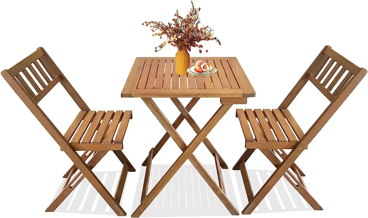 3 Piece Wooden Patio Bistro Set. Outdoor Folding Bistro Set Small Bistro Table and Chairs Set of 2 for Porch Balcony Lawn Yard Bistro Deck Bed Patio Furniture Set Steel Cafe Table And Chairs Set