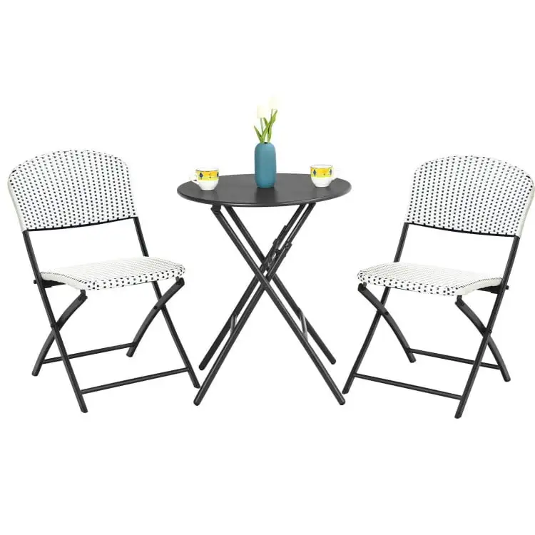 Spaco 3 Pieces Patio Rattan Bistro Set. Deluxe Outdoor Patio with Round Dining Table and 2 Chairs