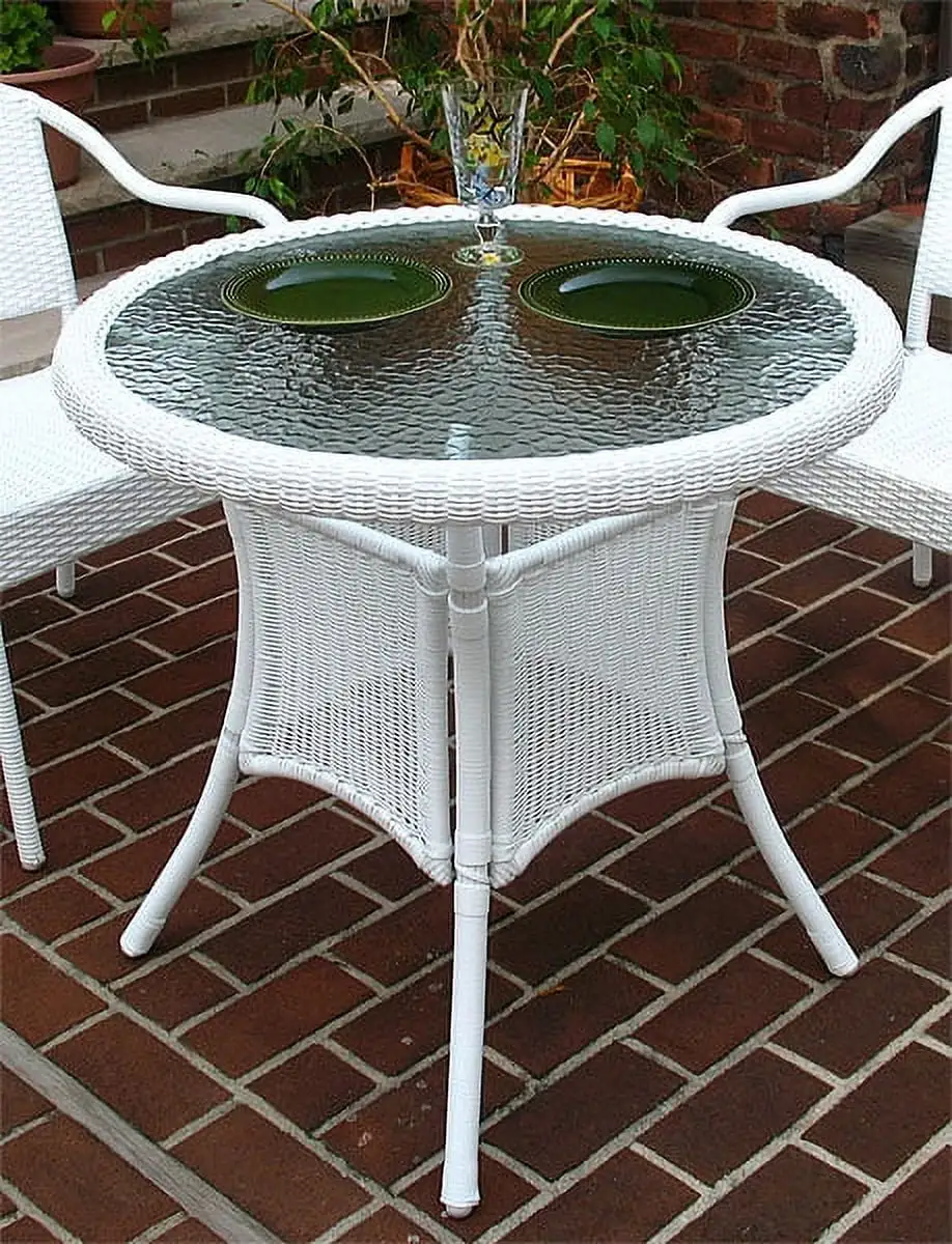 30 Round Resin Bistro Table w/Glass TopNo Umbrella Hole