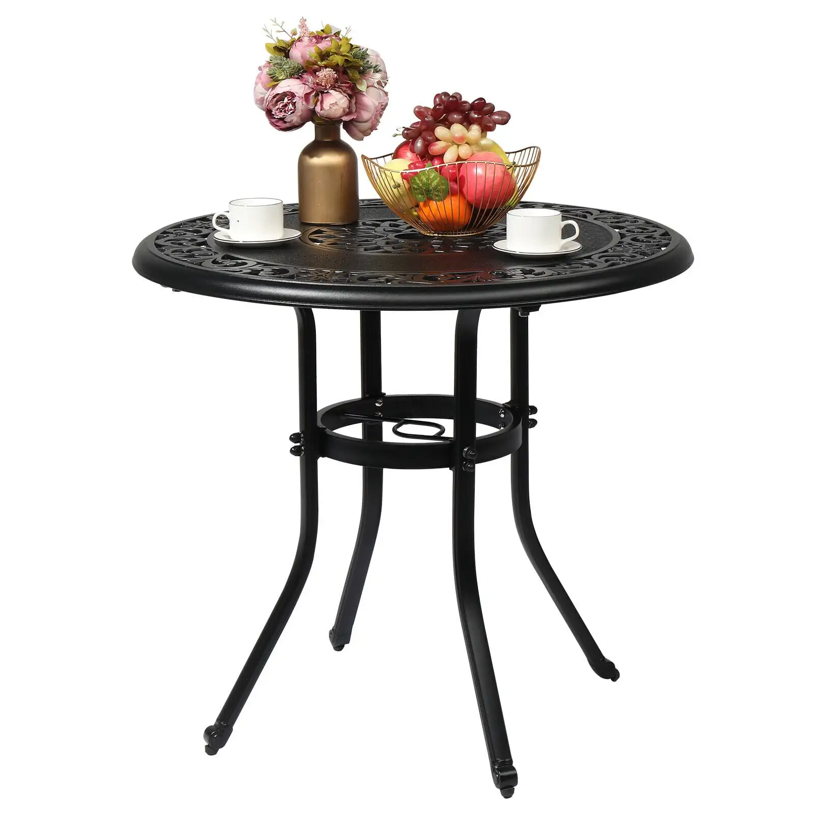 32 Outdoor All-Weather Patio Dining Round Coffee Bistro Table W/ Umbrella Hole