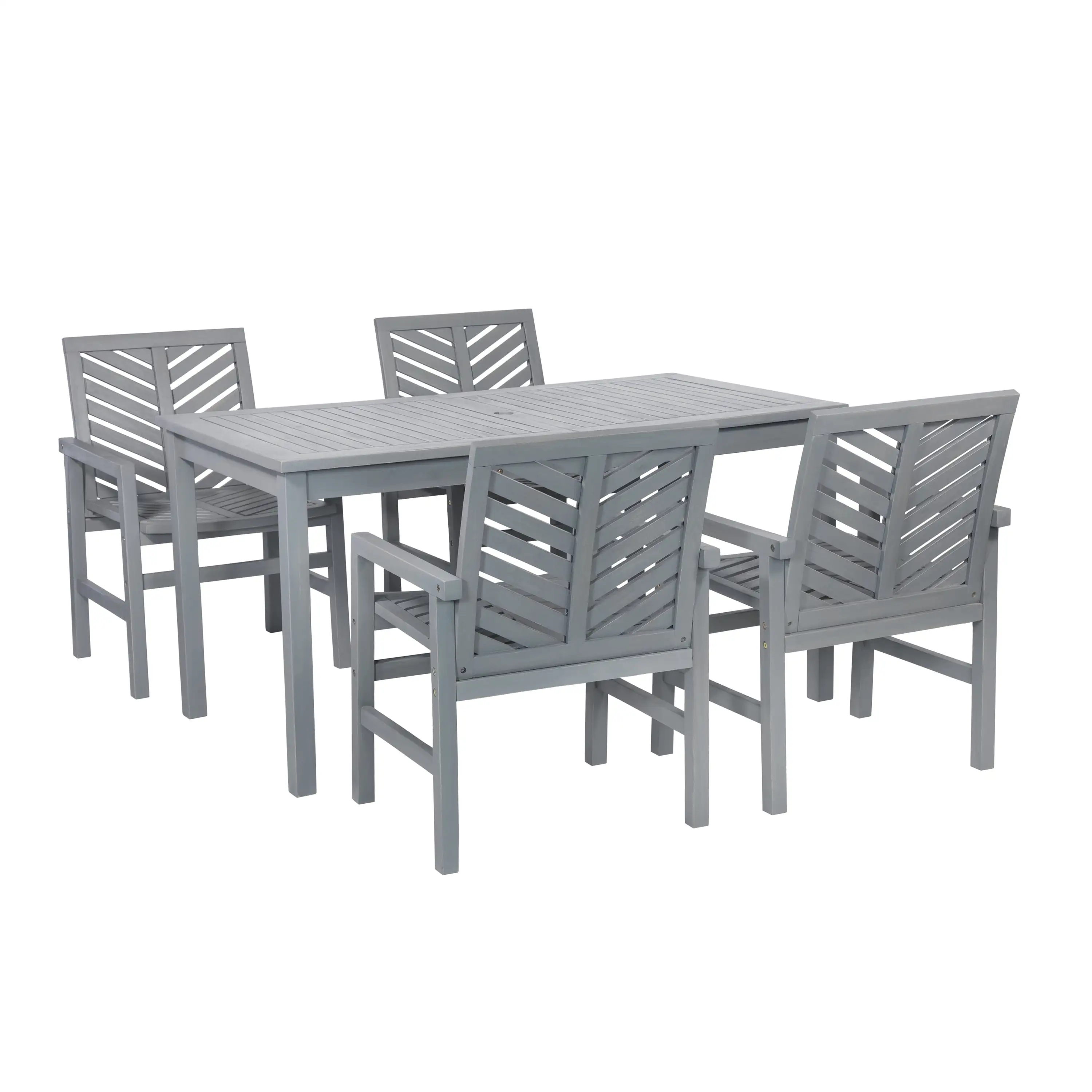 5-Piece Chevron Outdoor Patio Dining Set - Grey Wash