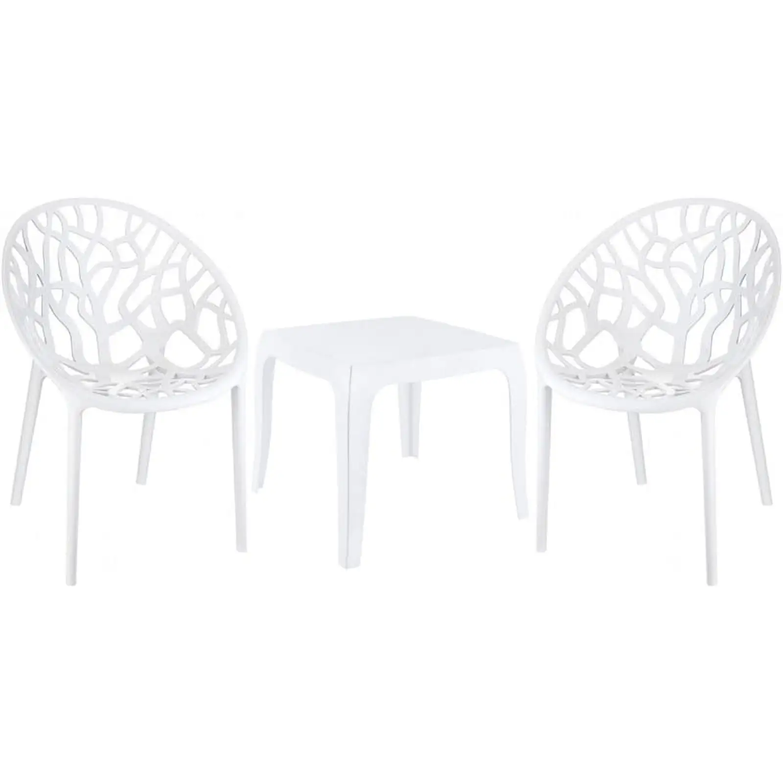 5 Piece Patio Dining Set with Dining Table and Set of 4 Dining Chairs in White