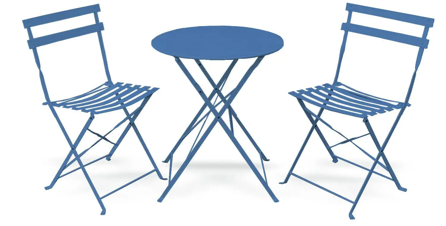 Yasen 3 Piece Bistro Style Furniture Set ?C 2 Eye Catchy Relaxing Chair With a Handy Round Tea Table - Blue