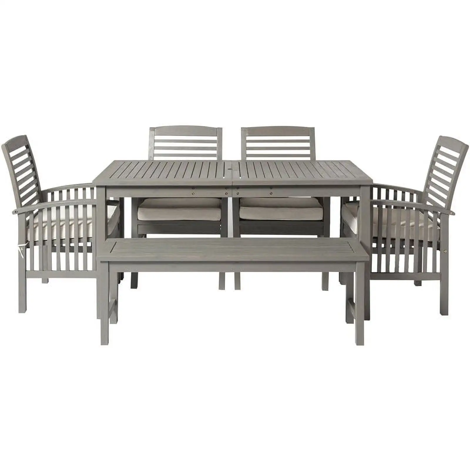 6-Piece Simple Outdoor Patio Dining Set in Gray Wash