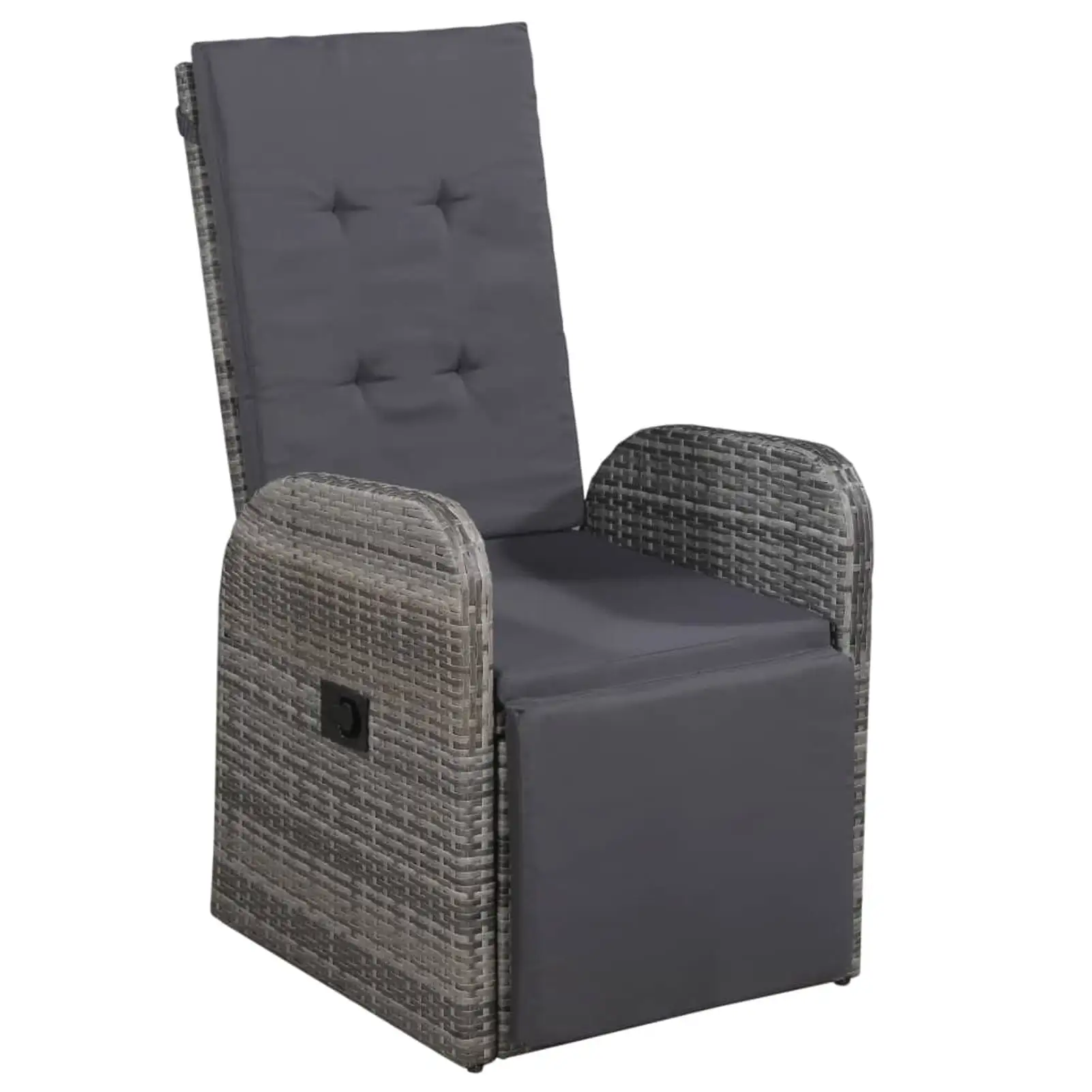 Carevas Reclining Patio Chair with Cushion Poly Rattan Gray