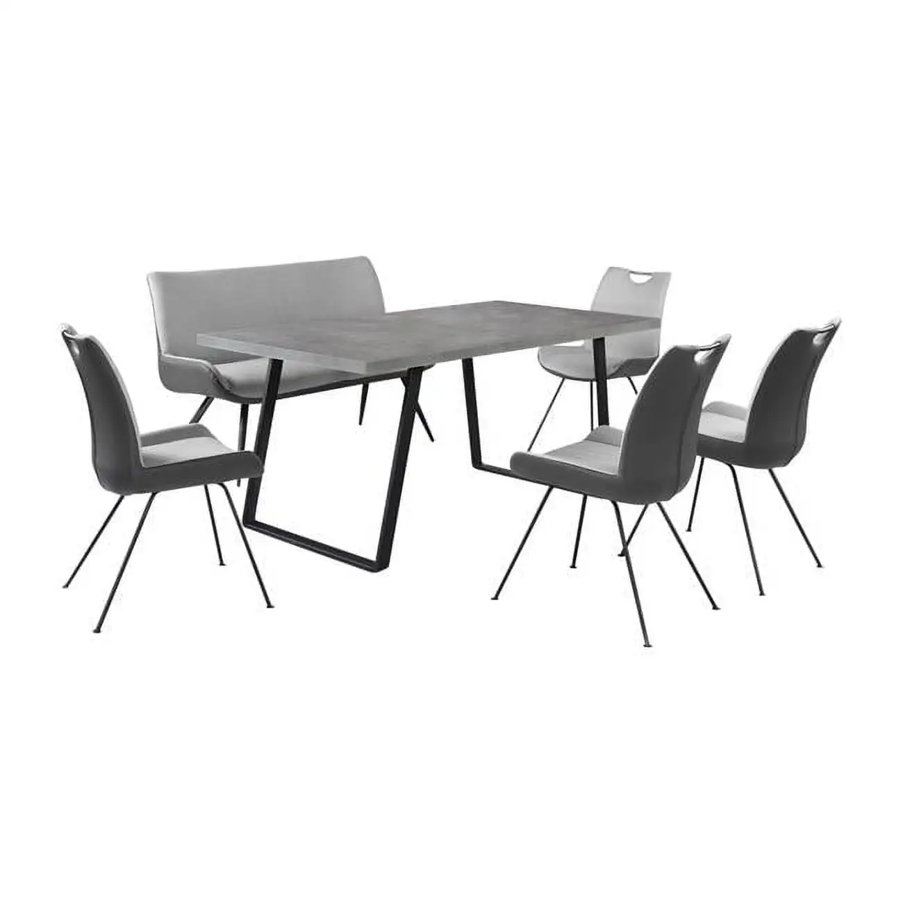 Armen Living Coronado 5PC Rectangular Metal Outdoor Dining Set in Gray/Pewter