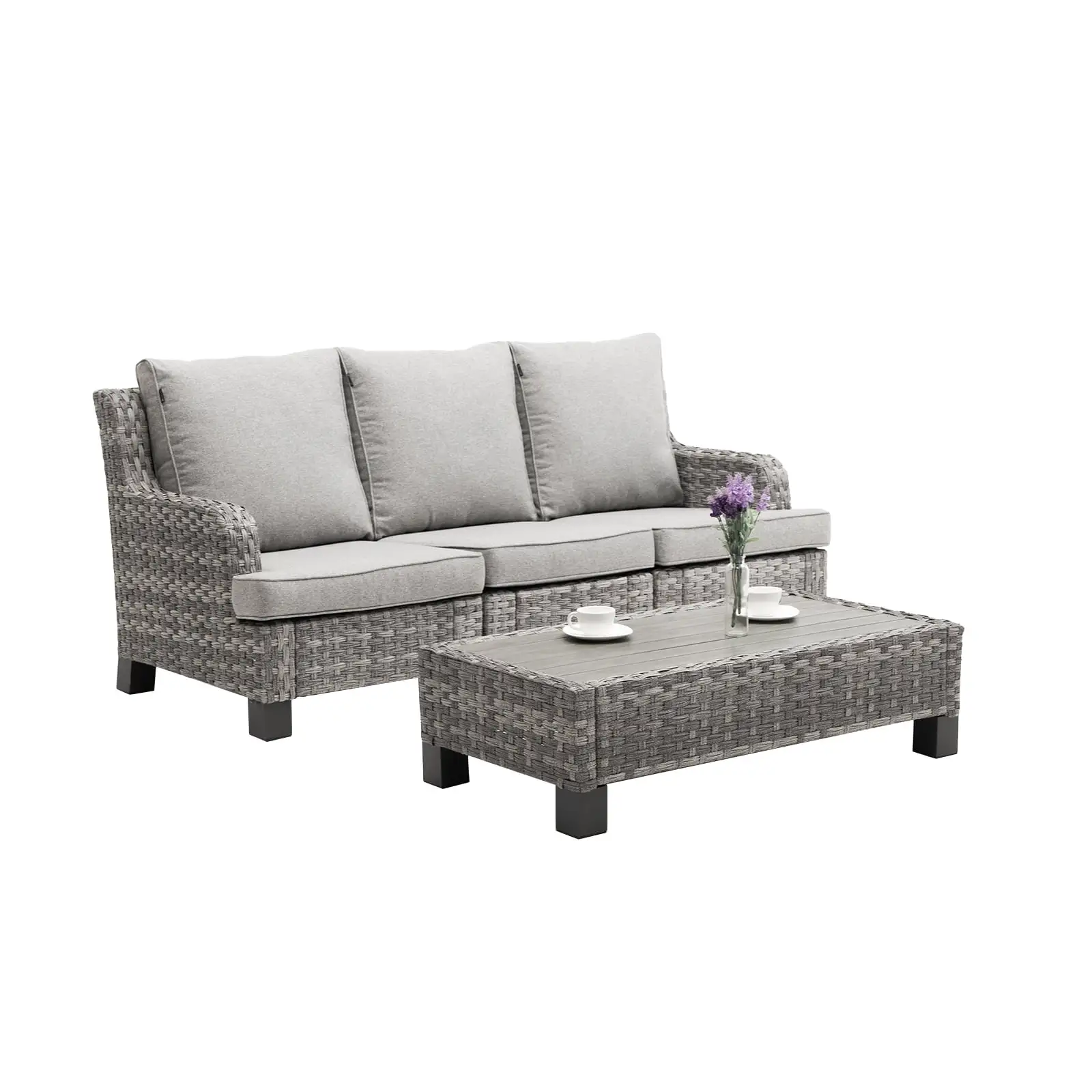 Outdoor Sectional Sofa 4 Piece Wicker Sofa Set Outdoor Wicker Conversation Set with Coffee Table