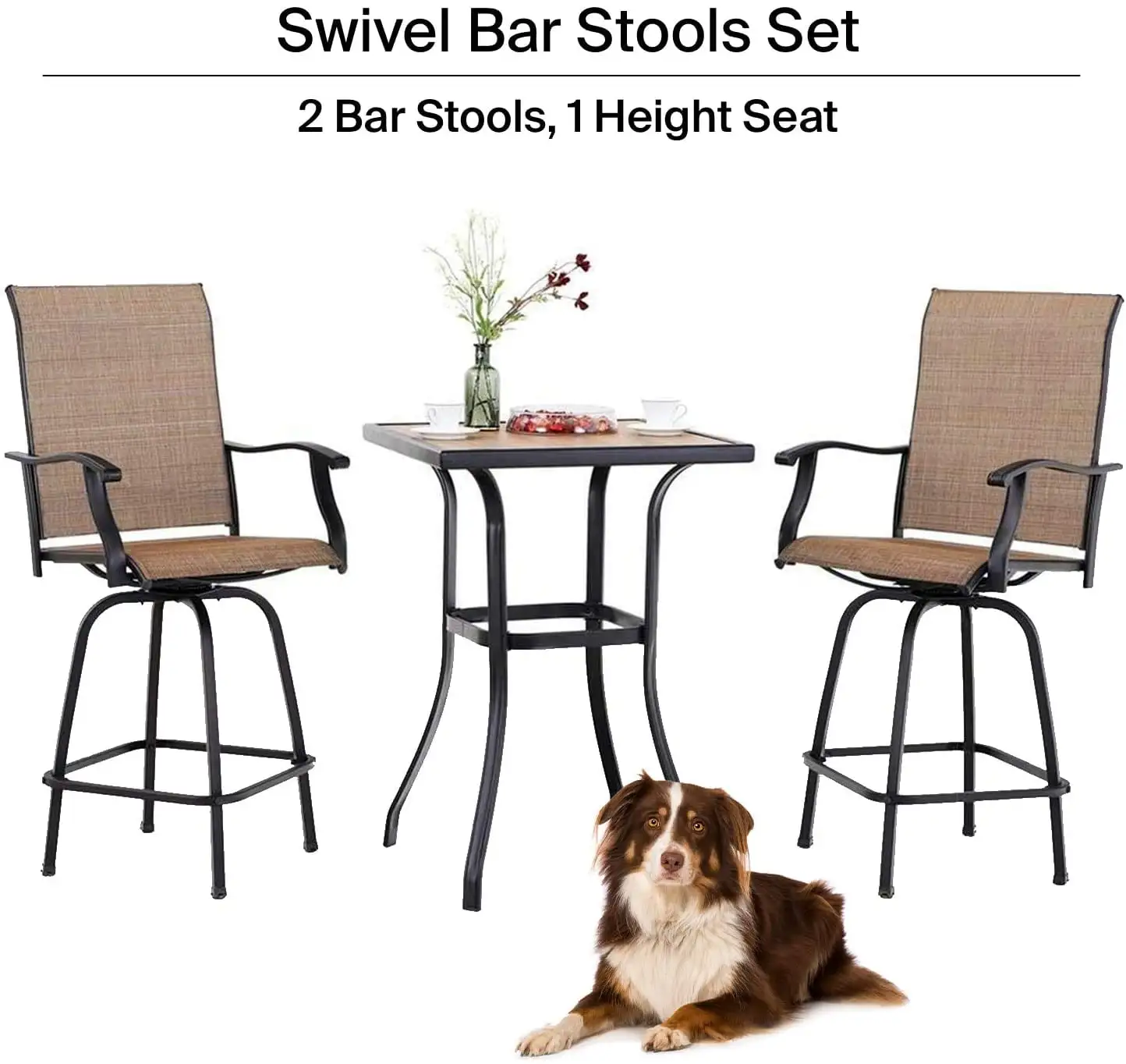 Land 3 Piece Porch Outdoor Swivel Furniture Set ?C 2 Stylish Chair And a Squire Shape Glass Tea Table