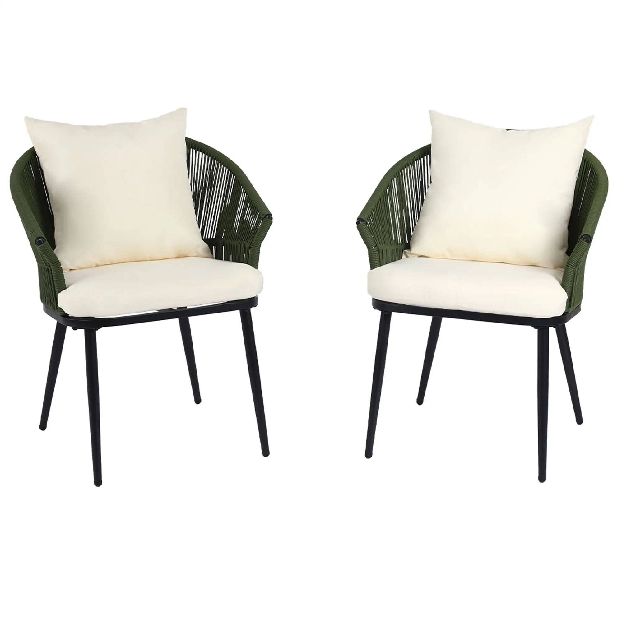 ALEAVIC Outdoor Wicker Bistro Chairs Set of 2. Green