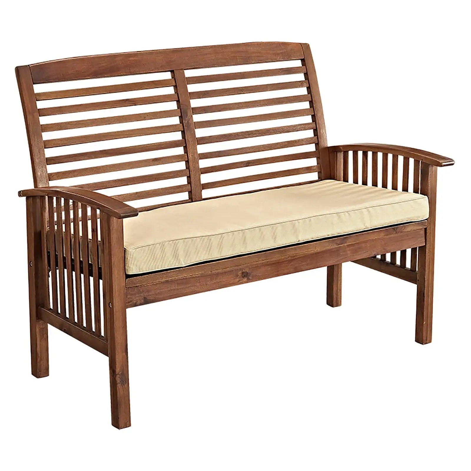 Acacia Wood Patio Loveseat in Dark Brown