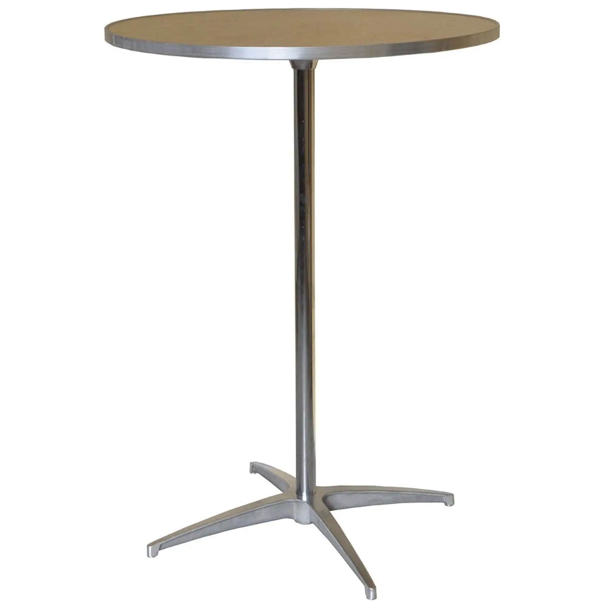 Adjustable Height Round Wooden Bistro Bar Pub Table. Clear Finish. 30 in