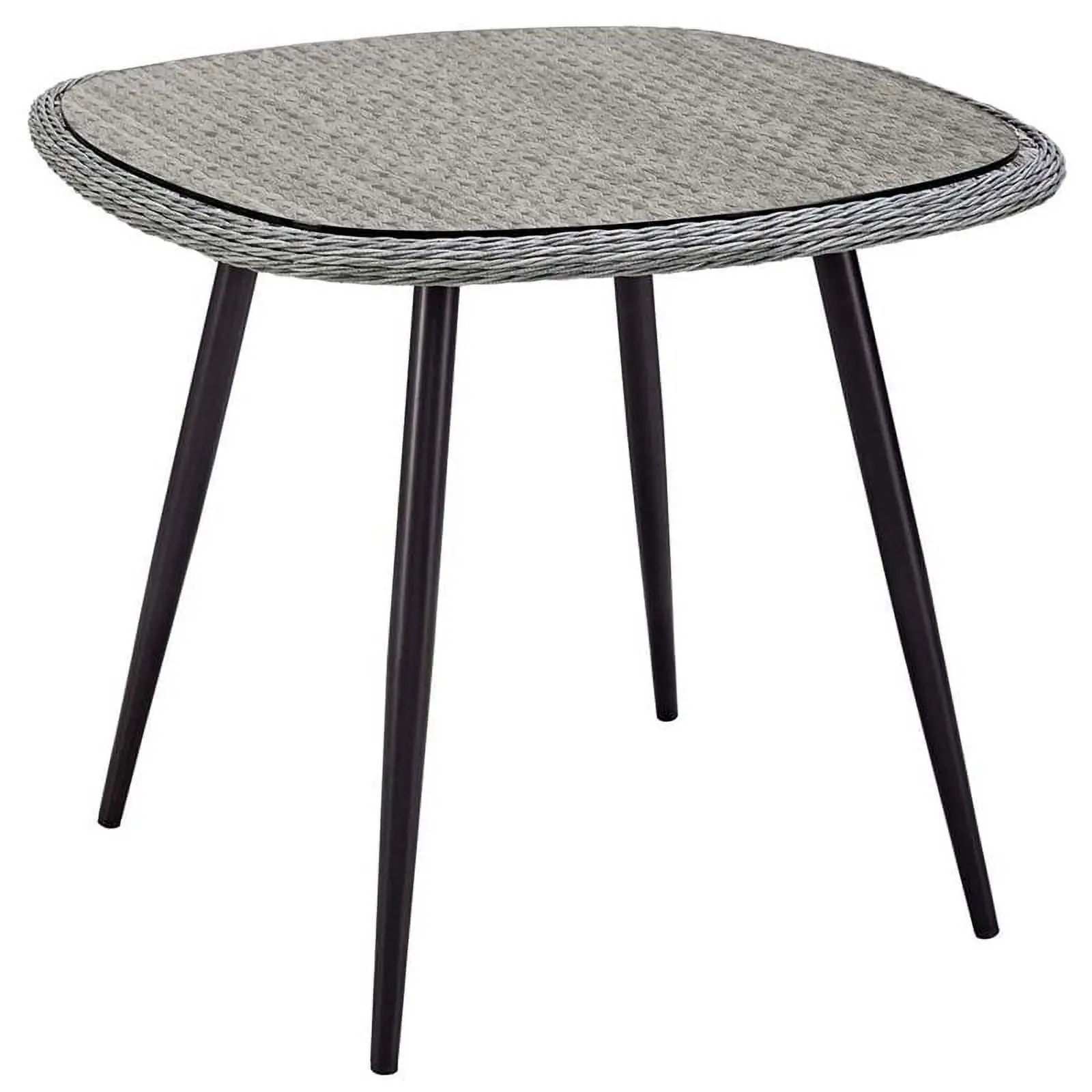 Afuera Living 36 Square Glass Top Patio Bistro Table in Gray