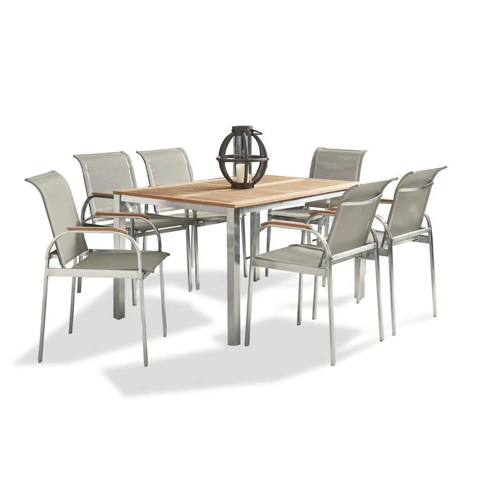 Afuera Living Traditional Gray Marble 7 Piece Outdoor Dining Set