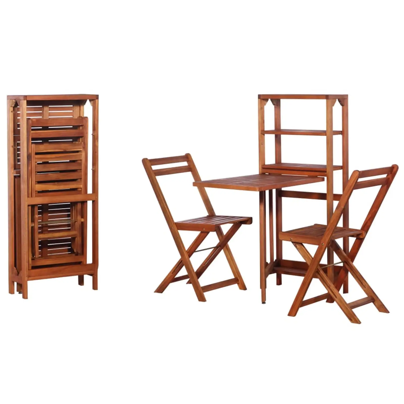 Aibecy 3 Piece Folding Bistro Set Solid Acacia Wood