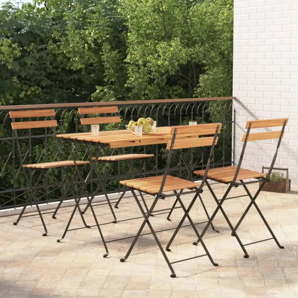 Aibecy 5 Piece Folding Bistro Set Solid Wood Acacia and Steel