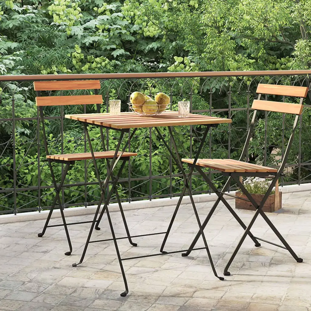 Aibecy Folding Bistro Table 21.7x21.3x28 Solid Wood Teak and Steel