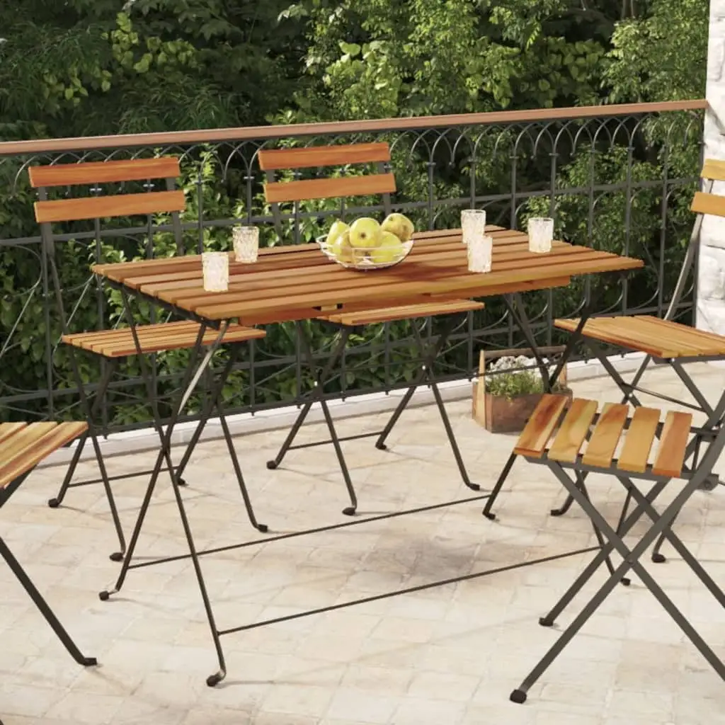 Aibecy Folding Bistro Table 39.4x21.3x28 Solid Wood Acacia and Steel