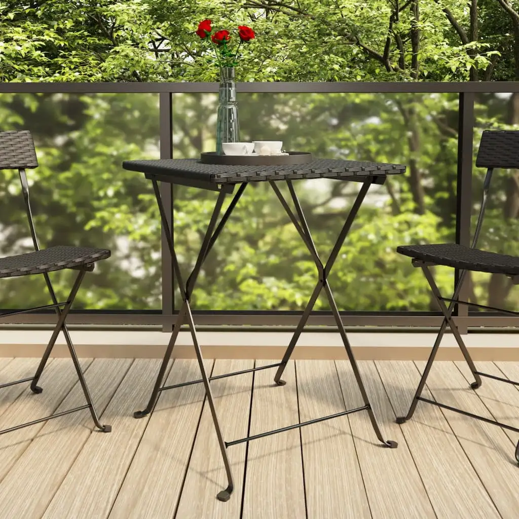 Aibecy Folding Bistro Table Black 21.7x21.3x28 Poly Rattan