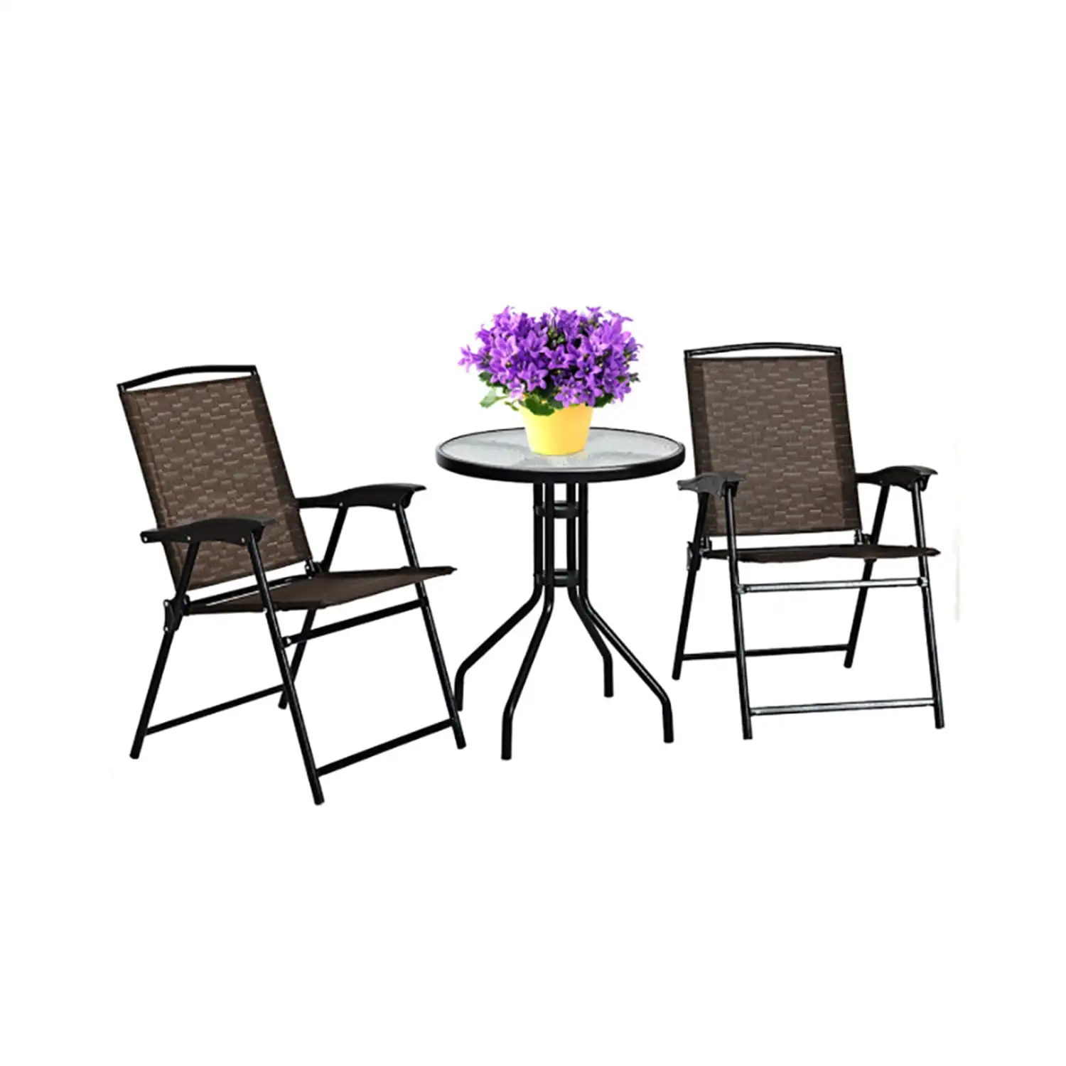 Aimee Lii 3 Pieces Patio Folding Bistro Set for Balcony or Outdoor Space. Wicker Patio Furniture