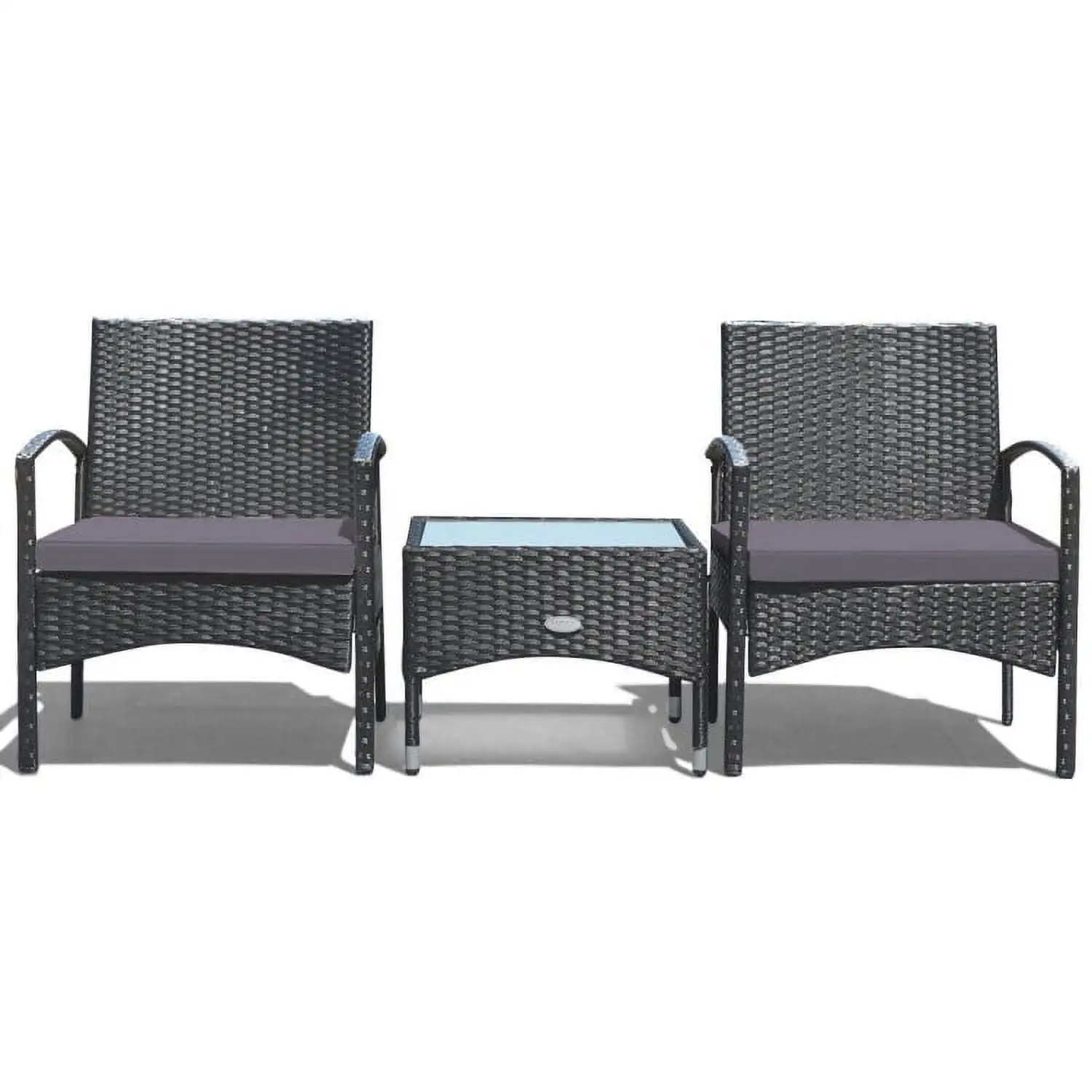 Aimee Lii 3 Pieces Patio Wicker Rattan Furniture Set with Cushion for Lawn Backyard. Rattaner Outdoor Patio Furniture. Gray