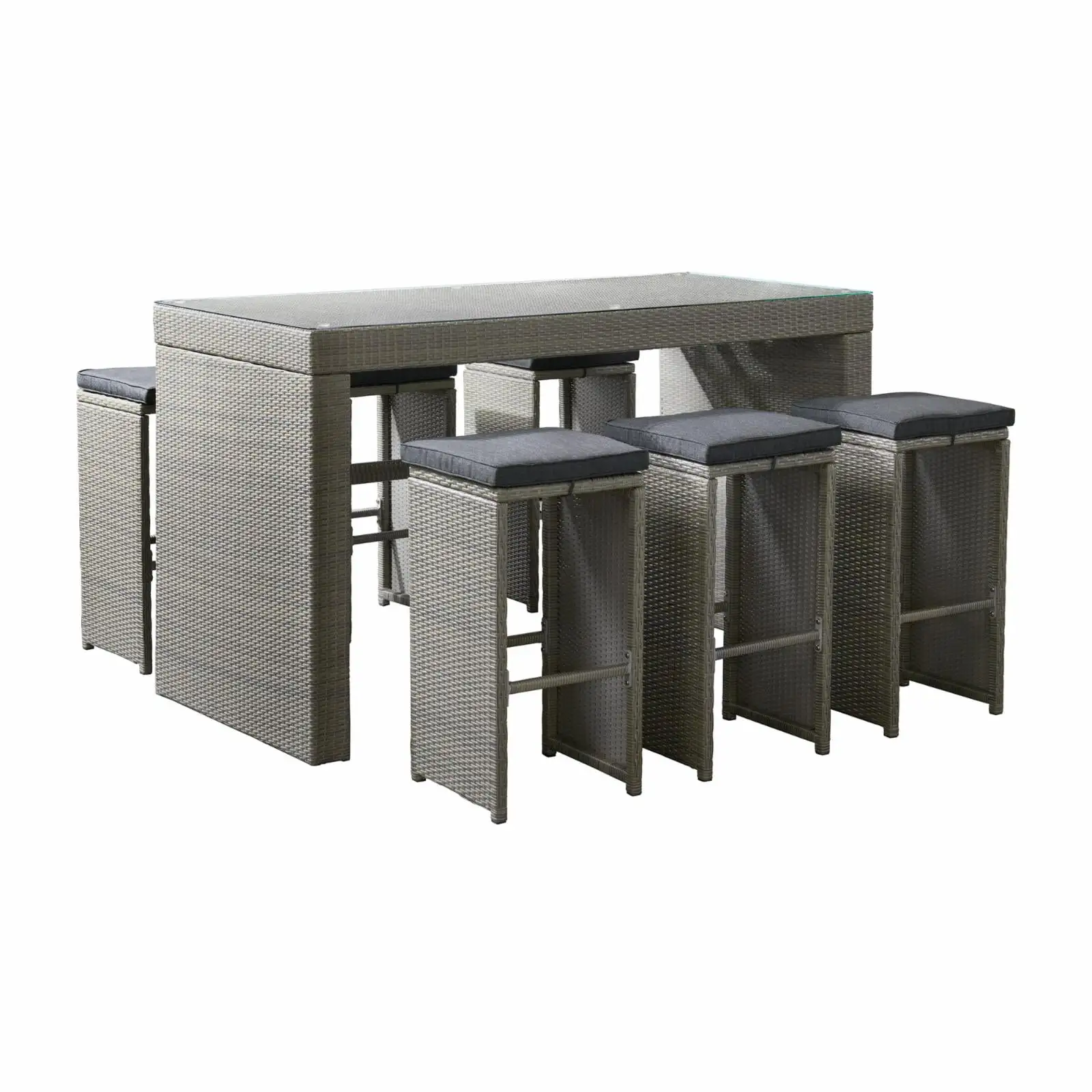 Alaterre Furniture Asti All-Weather Gray Wicker 7-Piece Set Outdoor Dining Set