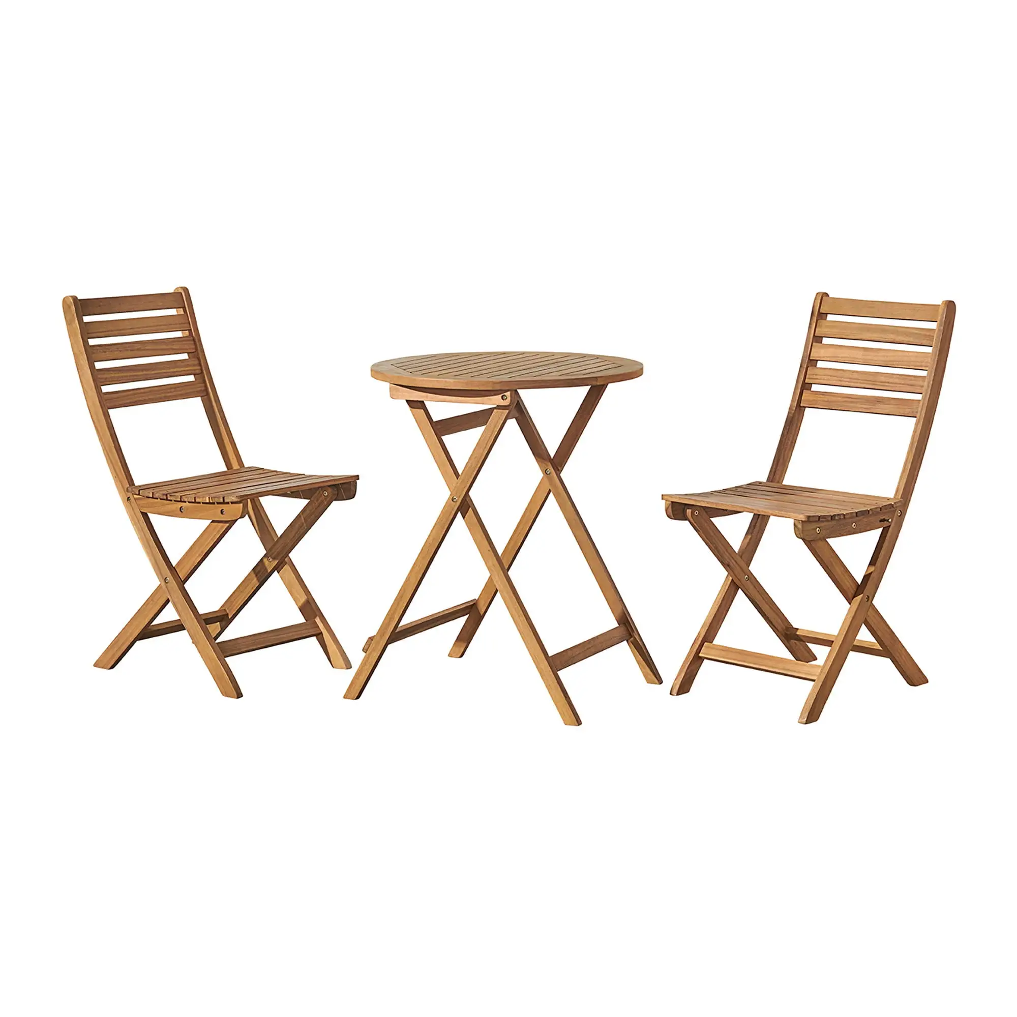 Alaterre Furniture Cabot Folding Table and Chair Set - Round Table and 2 Chairs