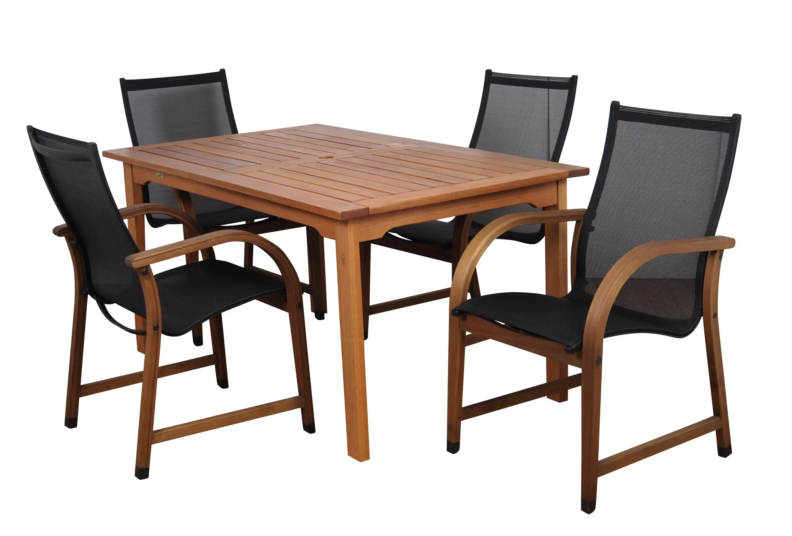 Amazonia Bahamas 5-Piece Eucalyptus Rectangular Patio Dining Set. Black