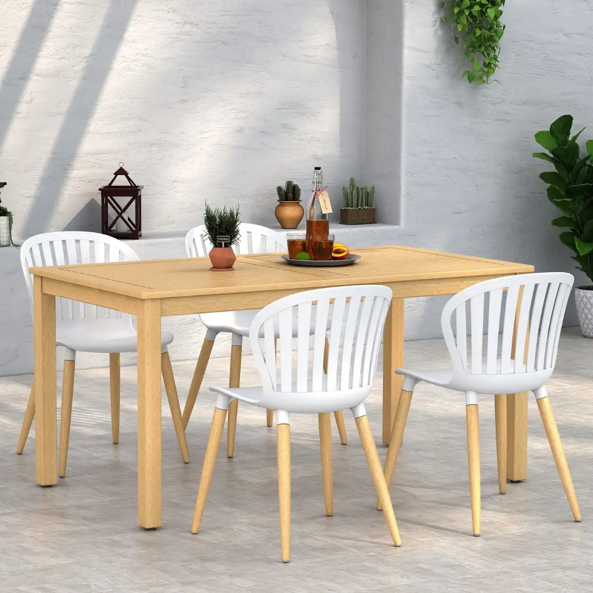 Amazonia Brisbane 5-Piece 100% FSC Teak Finish Wood Rectangular Patio Dining Set