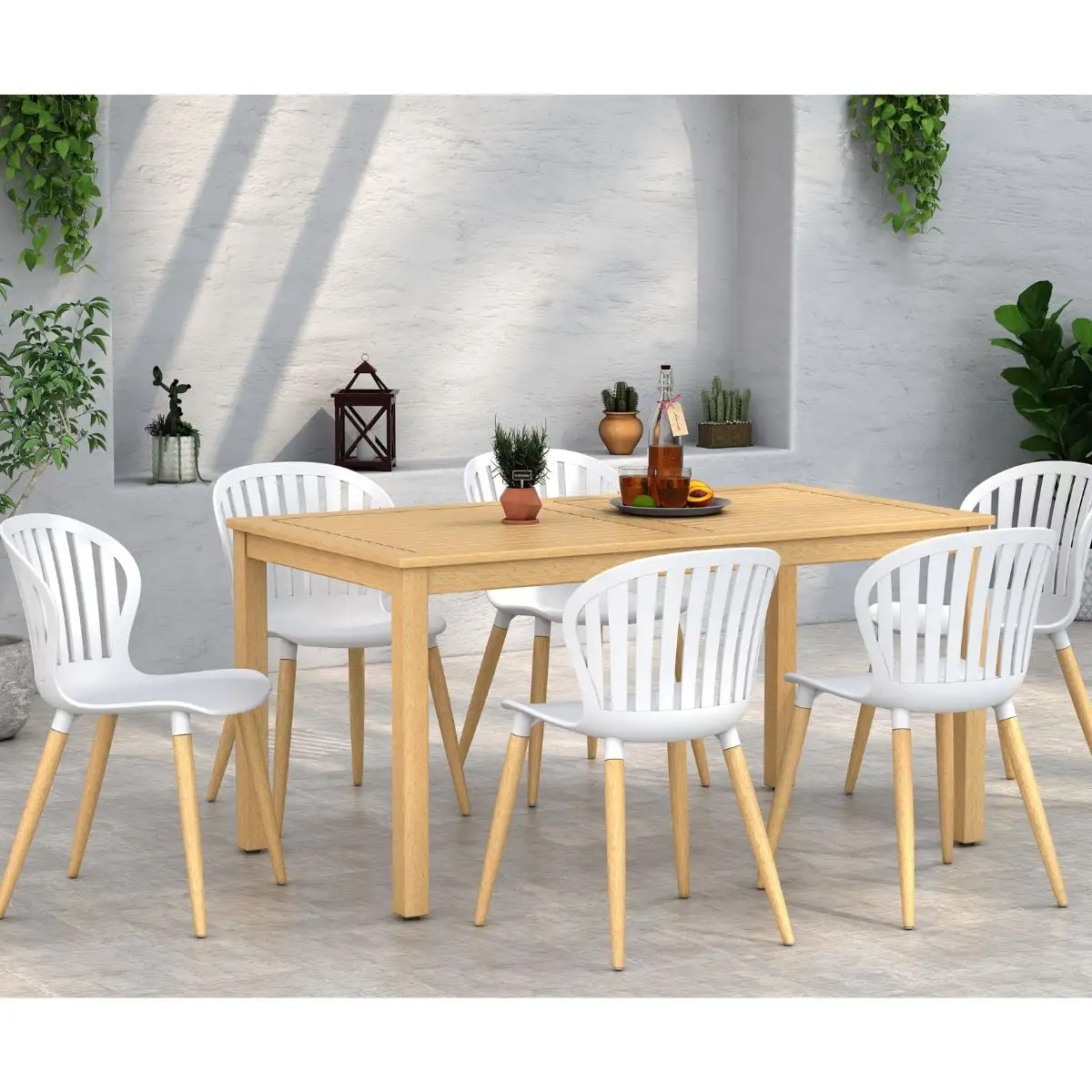 Amazonia Brisbane 7-Piece 100% FSC Teak Finish Wood Rectangular Patio Dining Set