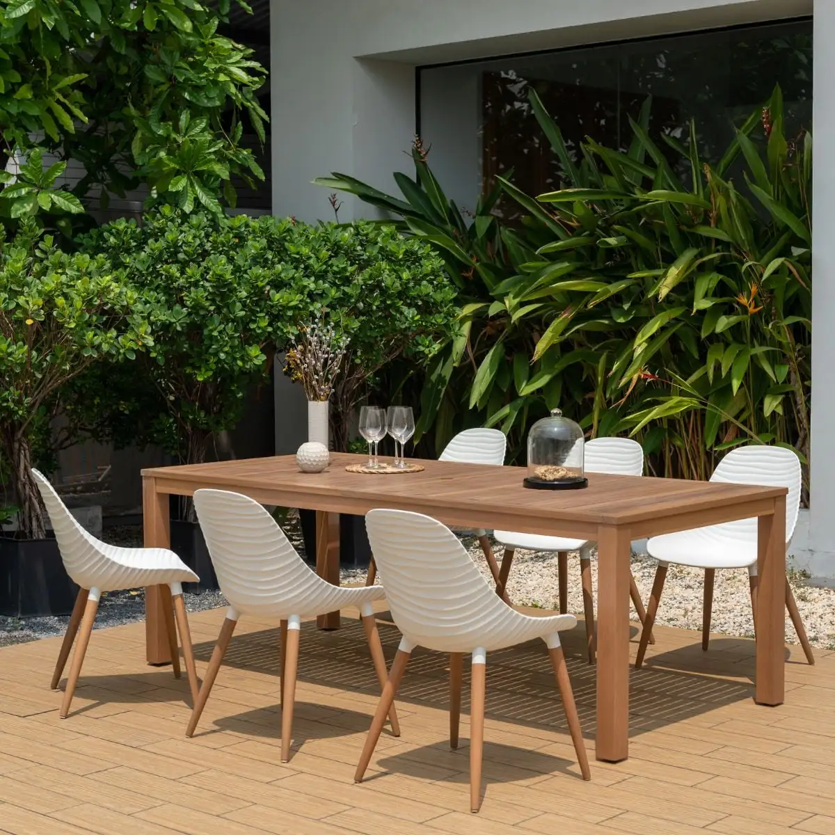 Amazonia Di Como 7-piece. 100% FSC Certified Wood With Teak Finish. Outdoor Patio Dining Set