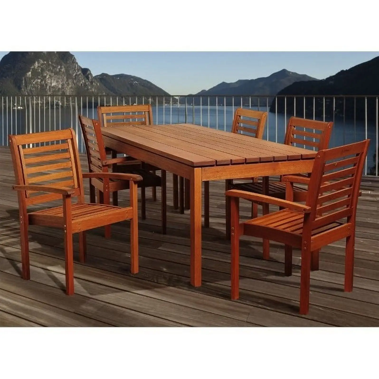 Amazonia Emerson 7-Piece Eucalyptus Rectangular Patio Dining Set. Seating Capacity: 6